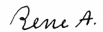 Indiscernible: monogram, alternative name or excluded surname (Read as: RENE A.) Indiscernible: monogram, alternative name or excluded surname (Read as: RENE A.)