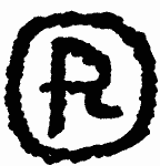 Indiscernible: monogram (Read as: R)
