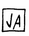Indiscernible: monogram, symbol or oriental (Read as: JA)