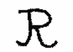 Indiscernible: monogram (Read as: R)