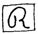Indiscernible: monogram (Read as: R)