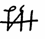 Indiscernible: monogram, symbol or oriental (Read as: GH, LH)